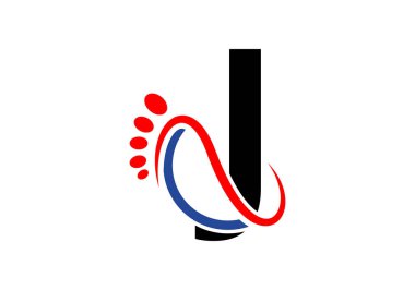 J Foot Logo Tasarım Vektör Şablonu.