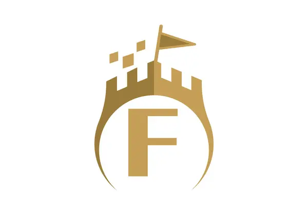 F Kalesi Modern Logo Tasarım Vektörü illüstrasyon şablonu. Şirket İşletmeleri için Grafik Alfabesi Sembolü