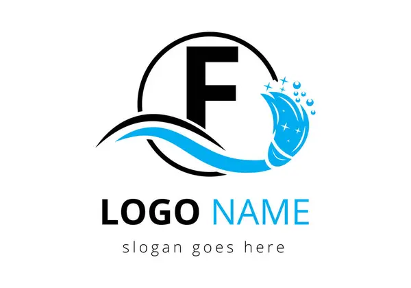 F harfi temizlik servisi logo tasarım şablonu