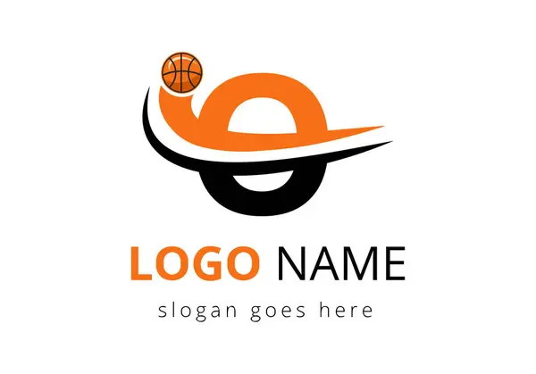 Basketbol toplu O Harfi Logosu. Spor Sembol Vektör Şablonu Tasarımı