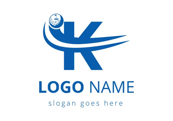 Golf Spor Logosu Şablonu Tasarımlı K Mektubu. Hokey Spor Akademisi Tabelası, Kulüp Sembolü. iş ve şirket kimliği