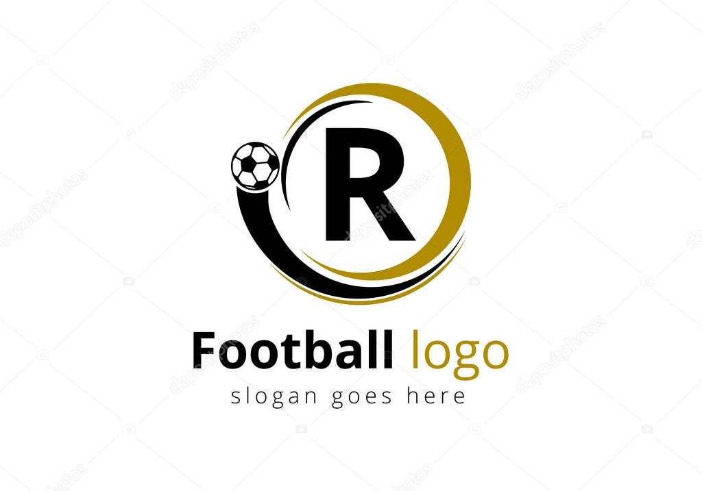 Initial R monogram alphabet with Football Logo Design Vector Template. Football Club Symbol. business, and company identity.
