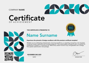 soyut tasarımı olan şablon sertifikası mavi ve gri rengi