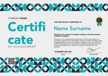 soyut tasarımı olan şablon sertifikası mavi ve gri rengi