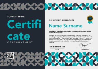 soyut tasarımı olan şablon sertifikası mavi ve gri rengi
