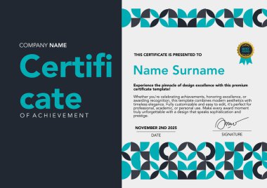soyut tasarımı olan şablon sertifikası mavi ve gri rengi