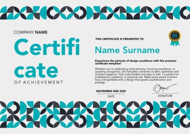 soyut tasarımı olan şablon sertifikası mavi ve gri rengi