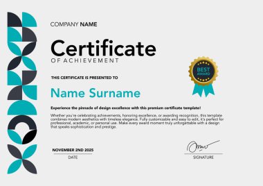 soyut tasarımı olan şablon sertifikası mavi ve gri rengi