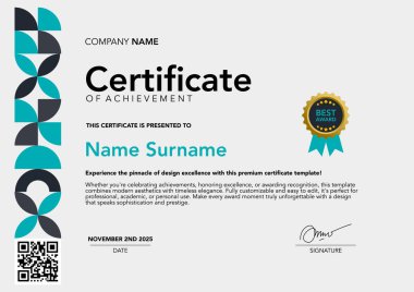 soyut tasarımı olan şablon sertifikası mavi ve gri rengi
