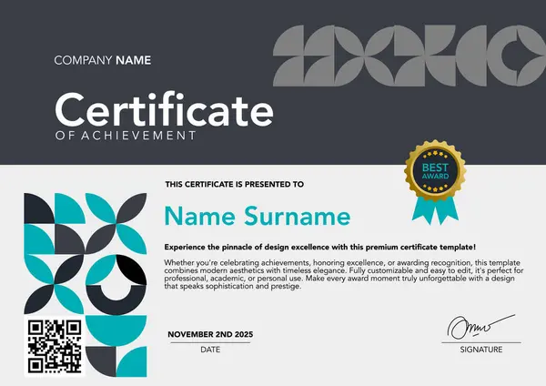 soyut tasarımı olan şablon sertifikası mavi ve gri rengi