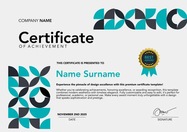 soyut tasarımı olan şablon sertifikası mavi ve gri rengi