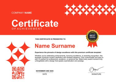 şablon sertifikası turuncu yıldız süslemeleri