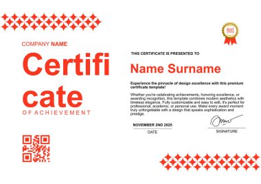 şablon sertifikası turuncu yıldız süslemeleri