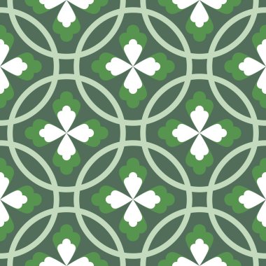 Kusursuz desenli çiçek ve yapraklı yeşil renk.