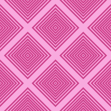 Geometrik şekilli kusursuz desen. Vektör çizimi. Pembe ve beyaz renkler.