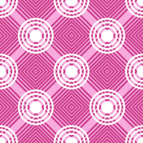 Geometrik şekilli kusursuz desen. Vektör çizimi. Pembe ve beyaz renkler.