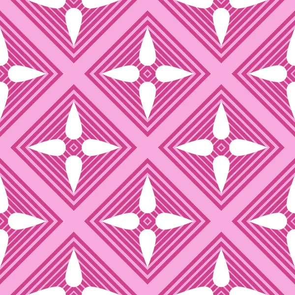 Geometrik şekilli kusursuz desen. Vektör çizimi. Pembe ve beyaz renkler.