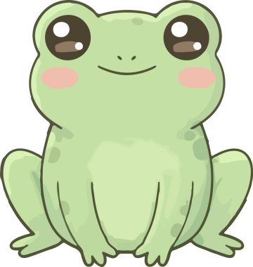 Kocaman yuvarlak gözlü, kawaii tarzı çizgi film tavşanı.