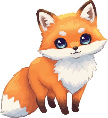 Yumuşak Kuyruklu Şirin Kawaii Tilkisi