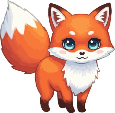 Yumuşak Kuyruklu Şirin Kawaii Tilkisi