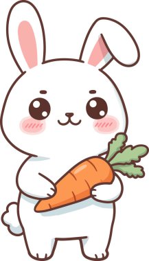 Kocaman yuvarlak gözlü, kawaii tarzı çizgi film tavşanı.