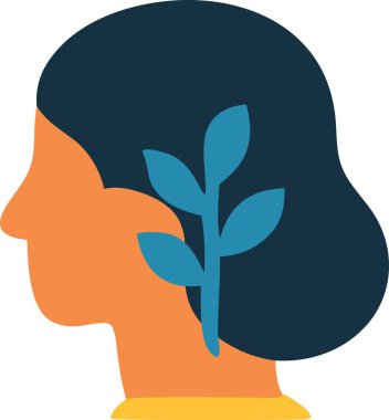 Kafasında bitki olan genç bir kadın profili