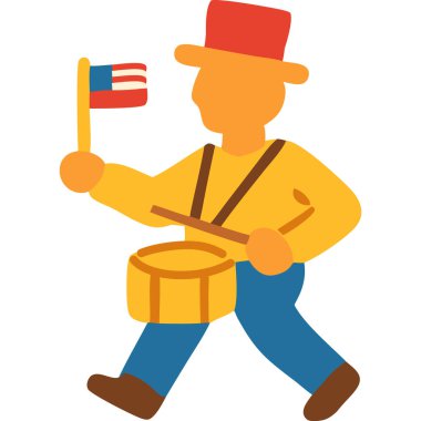 Geçit töreninde Amerikan Bayrağıyla Şenlikli Davulcu Çocuk