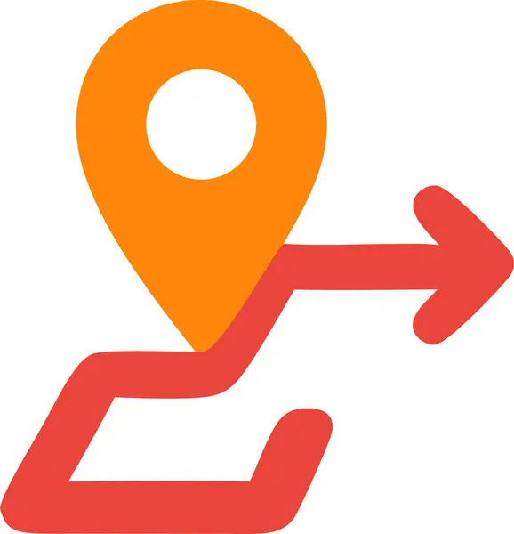 Soyut Yol Haritası Simgesi: Turuncu Pin ve Kırmızı Yay