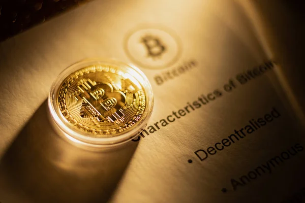 Bitcoin Виртуальные Деньги Fiat Монеты Деньги Евро Децентрализованный Криптовалютный Логотип Стоковое Фото