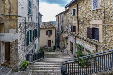 An old atmospheric city with narrow and cramped quiet streets and stairs