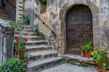 An old atmospheric city with narrow and cramped quiet streets and stairs