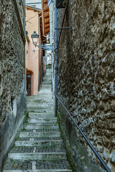 An old atmospheric city with narrow and cramped quiet streets and stairs