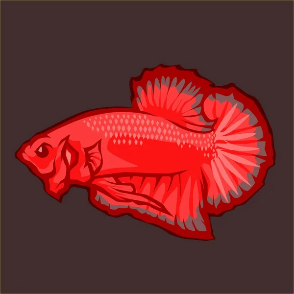 Arkaplanlı Betta balık silueti resimleme