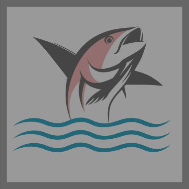 Sudan atlayan bir balık siluetinin çizimi