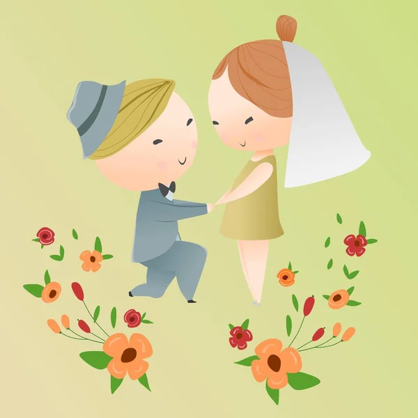 Romantik bir erkek ve kadının hoş bir çizimi.