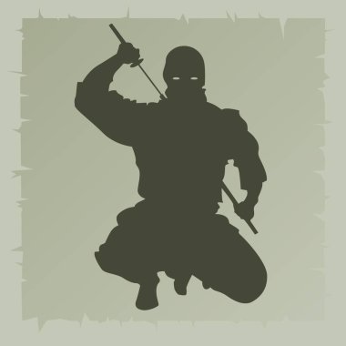 Kılıcıyla bir ninjanın silueti.