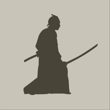 Samuray savaşçısının siluet çizimi