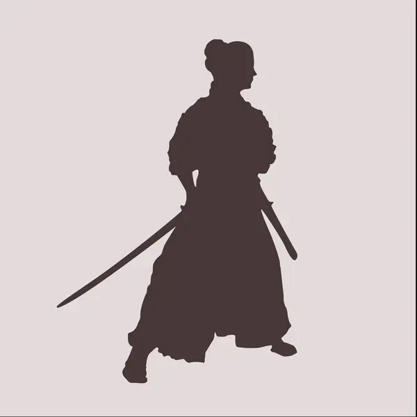 Kılıcıyla genç bir samuray savaşçısının silueti.