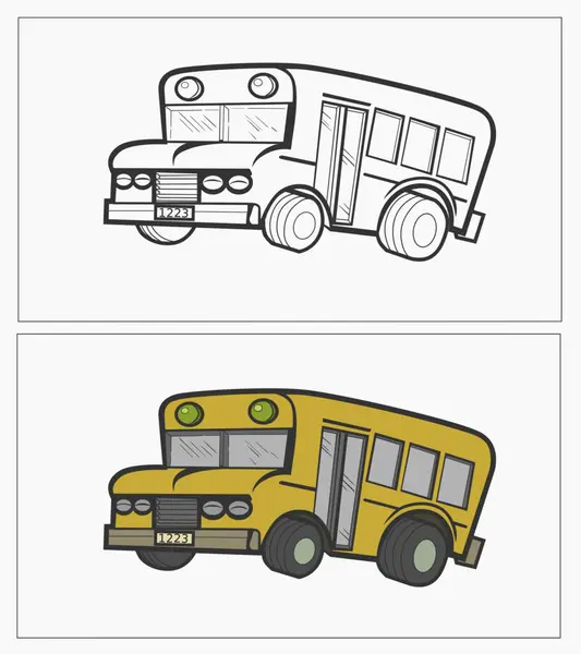 Renklendirme için bir otobüsün çizgi film resmi