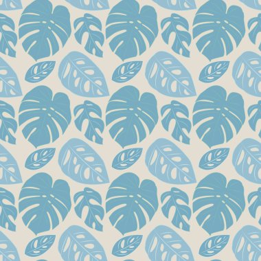 Pattern with different types of monstera leaves 