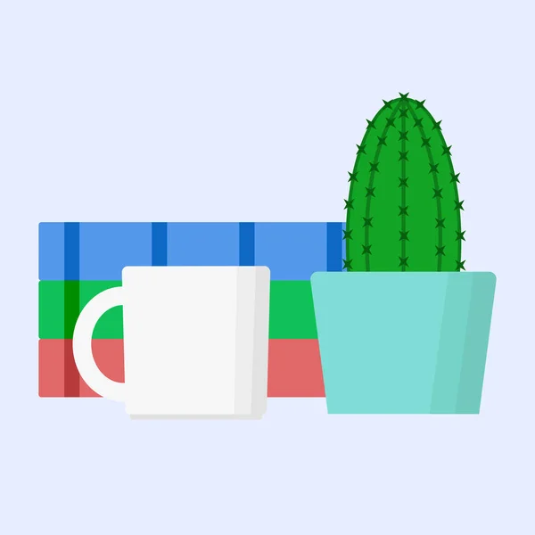 Cup and books and cactus