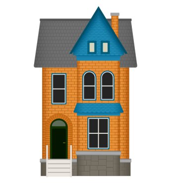 İki katlı tuğla ev.