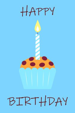 Kek ve mumlu tebrik kartı.