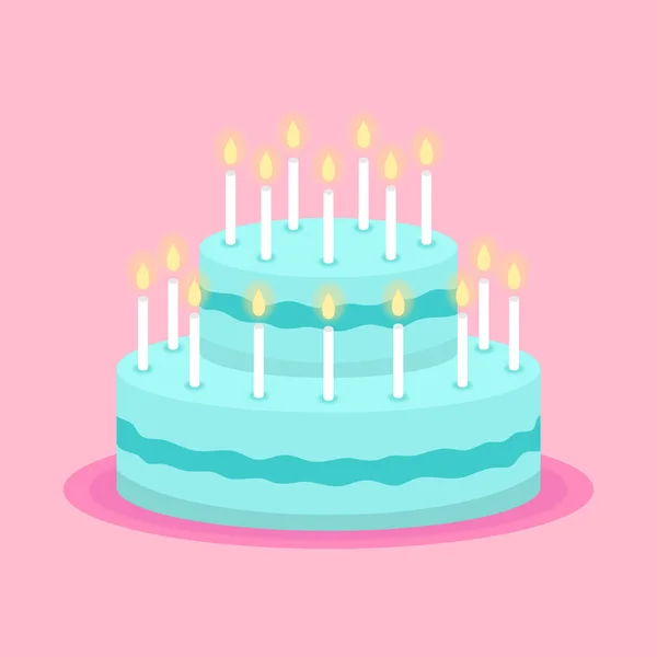 Gâteau Deux Niveaux Avec Des Bougies Pour Les Vacances — Image vectorielle