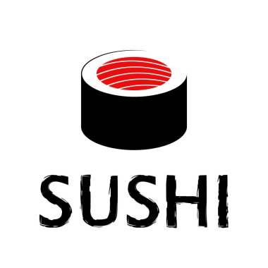 Somon suşi logosu ve suşi metni.