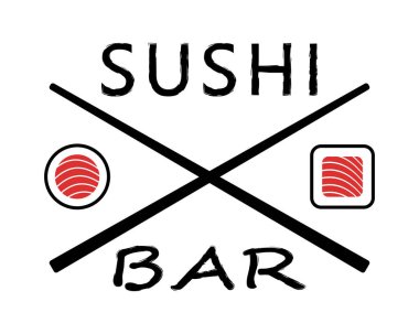 Suşi ve çubuklu logo suşi barı.
