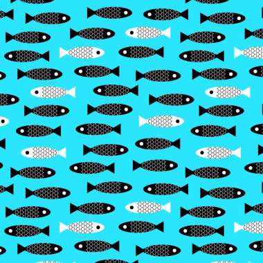 Siyah ve beyaz balıkların yüzme düzeni