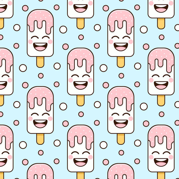 Pattern white ice cream with icing smiling