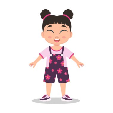 Chinese girl smiles. Vector illustration