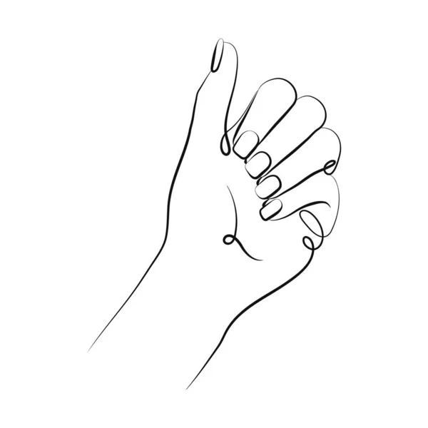 Gentle Female Hand Manicure Line Art One Line Drawing Stylish — стоковый вектор